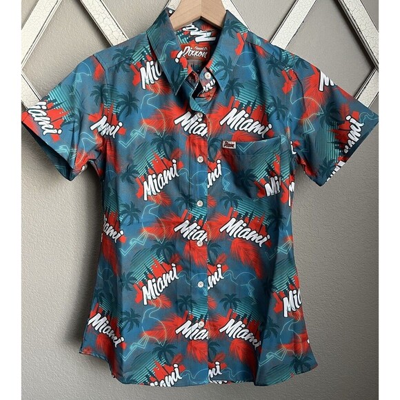 Dixxon Flannel Co. Women’s S The Vice Miami Print Button Down Party Shirt - Picture 1 of 10